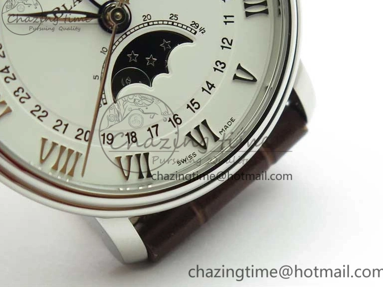 0321 Villeret 6654 SS Complicated Function OMF 1:1 Best Edition White Dial on Brown Leather Strap A6654 V Popular 7904
